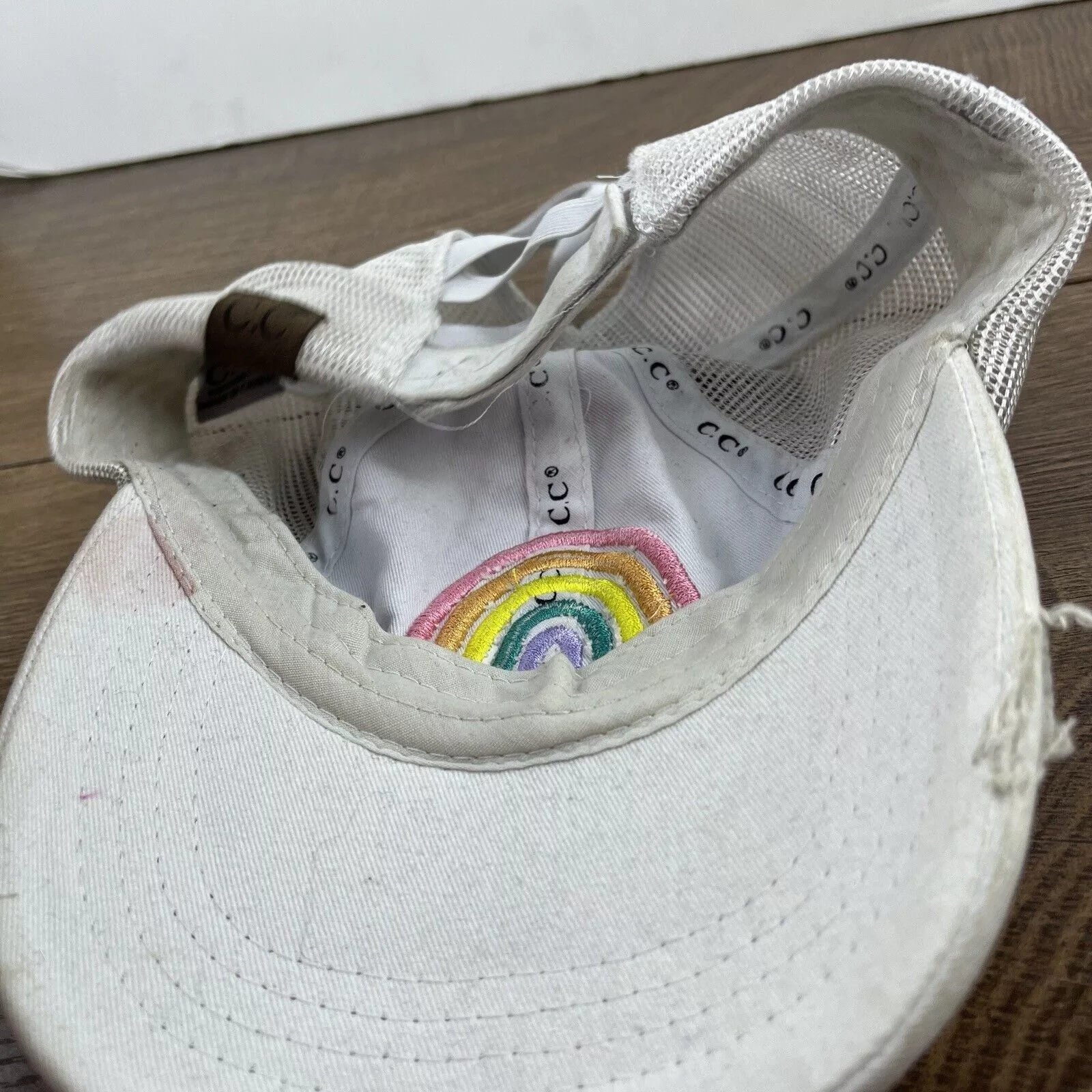 Other Hats Other Rainbow Hat Rainbow White Hat Adjustable Adult Size Hat Whit