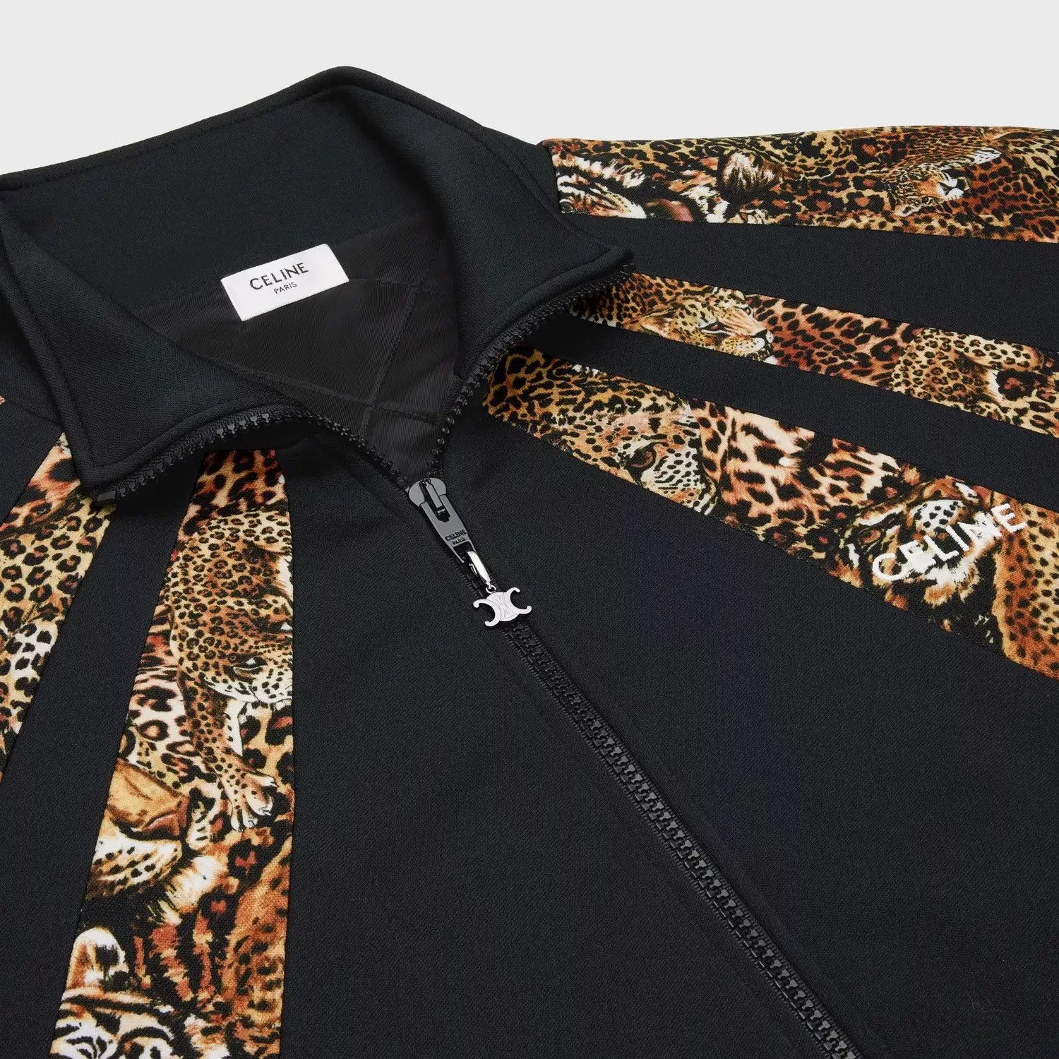 Celine Light Jackets Celine o1bcso1str0724 Jacket in Black/Leopard Multi