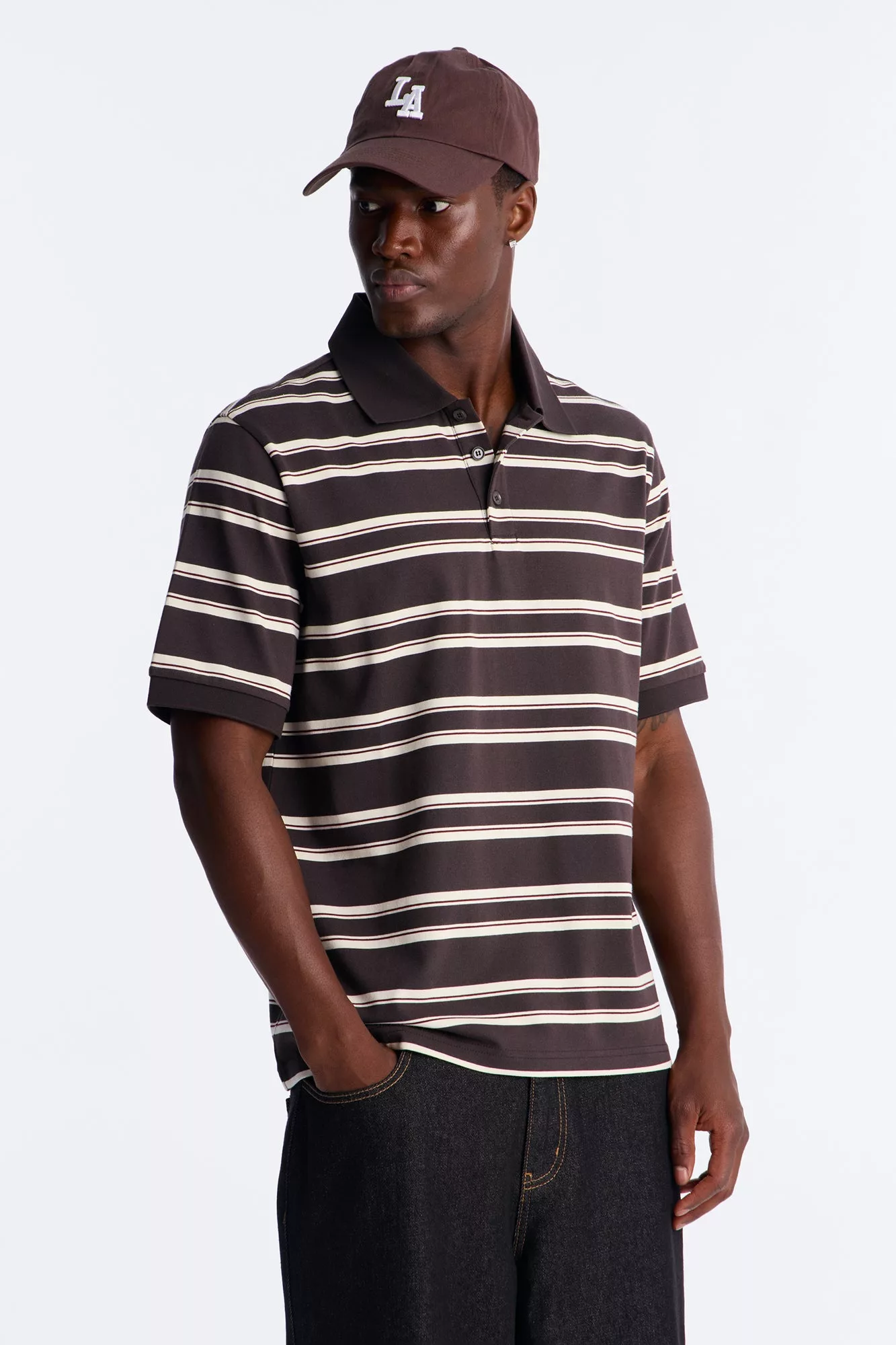 Casey Stripe Polo - Brown/combo