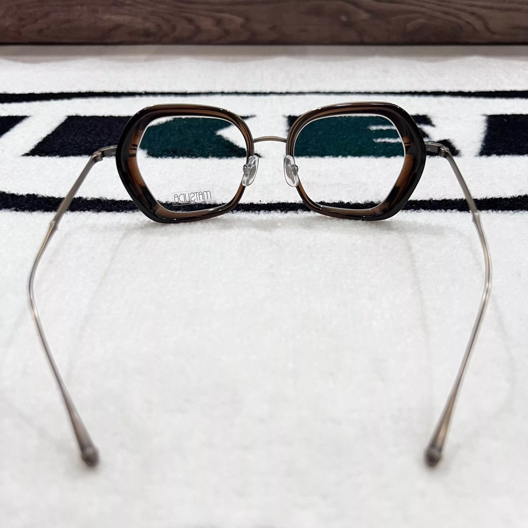 Matsuda Sunglasses Matsuda M3074 Rectangular Eyeglasses Taupe / Antique Gold Multi