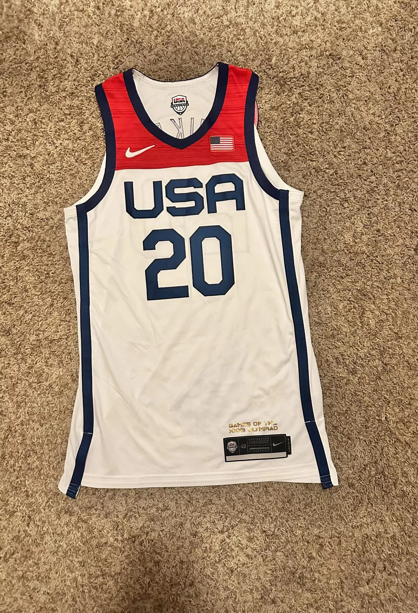 Nike Jerseys Nike 2020 Tokyo Olympic Game Issued Jersey USA White