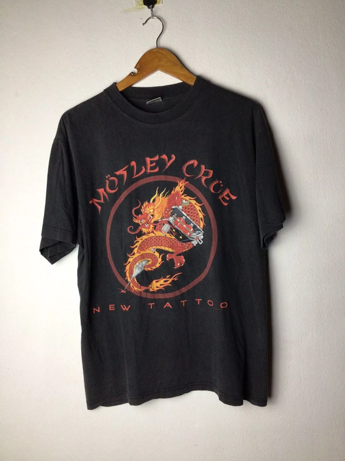 A$AP Rocky Short Sleeve T Shirts A$AP Rocky × Vintage Motley crue new tattoo asap rocky 2000 Black