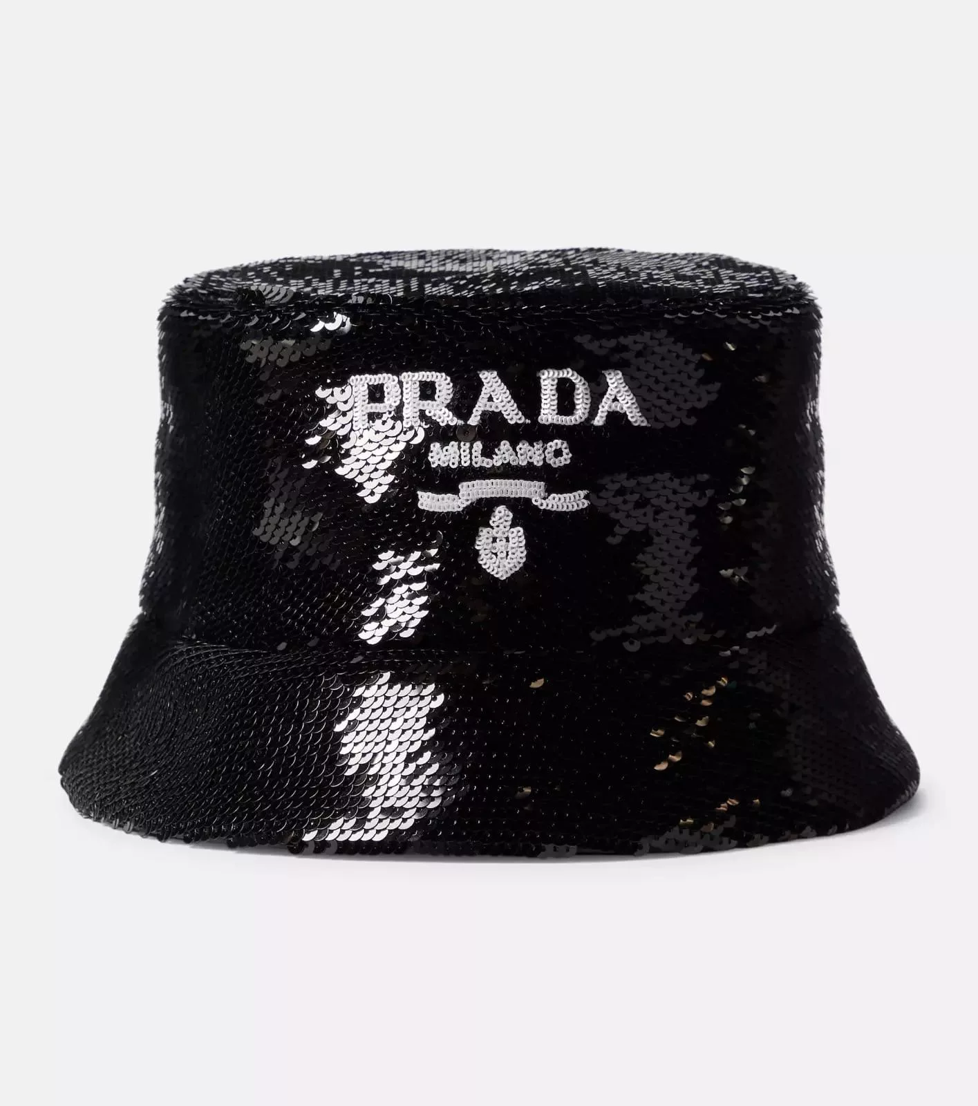 Prada Hats Prada Sequin Logo Bucket Hat Size M Black Authentic