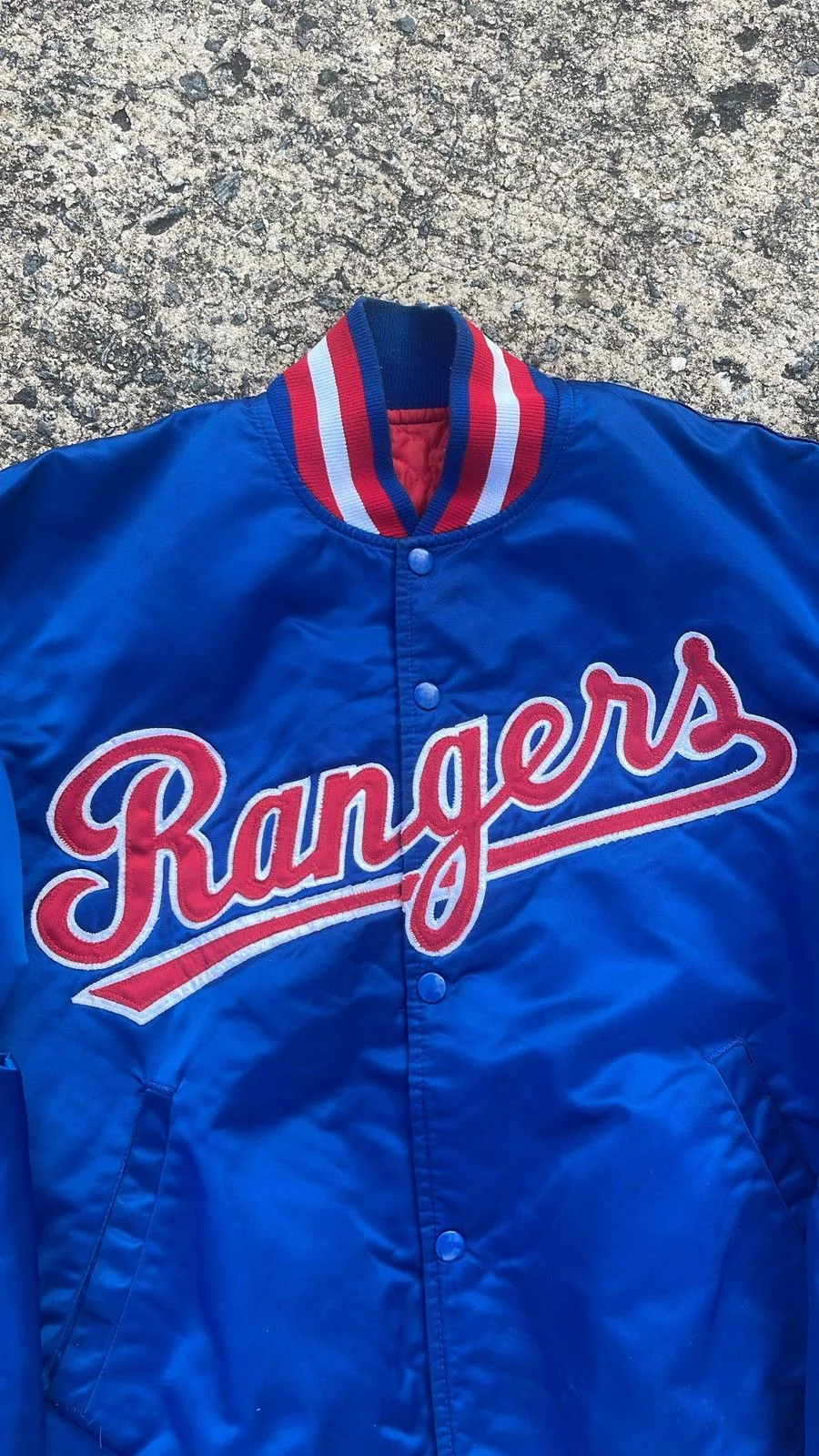 Starter Bombers 90’s Texas Rangers Starter Satin Jacket Blue
