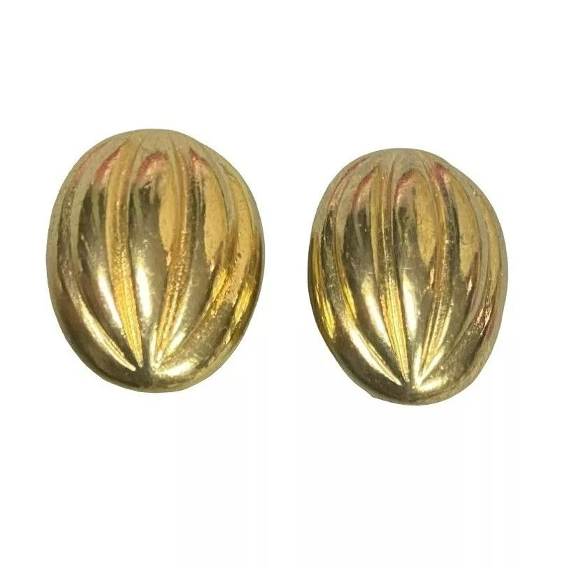 Other Earrings Other Vintage Gold-Tone Oval Dome Clip-On Earrings