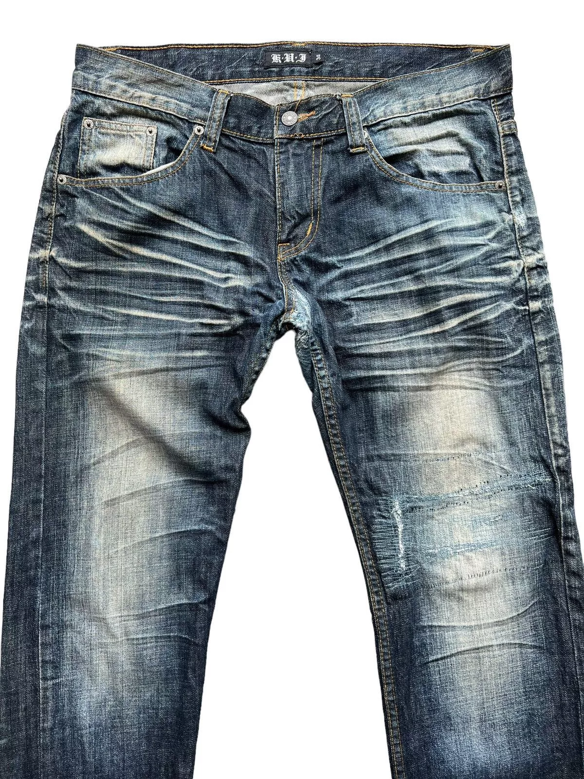 Japanese Brand Denim Japanese Brand Distressed Faded Denim Jeans 36x35 Blue Streetwear