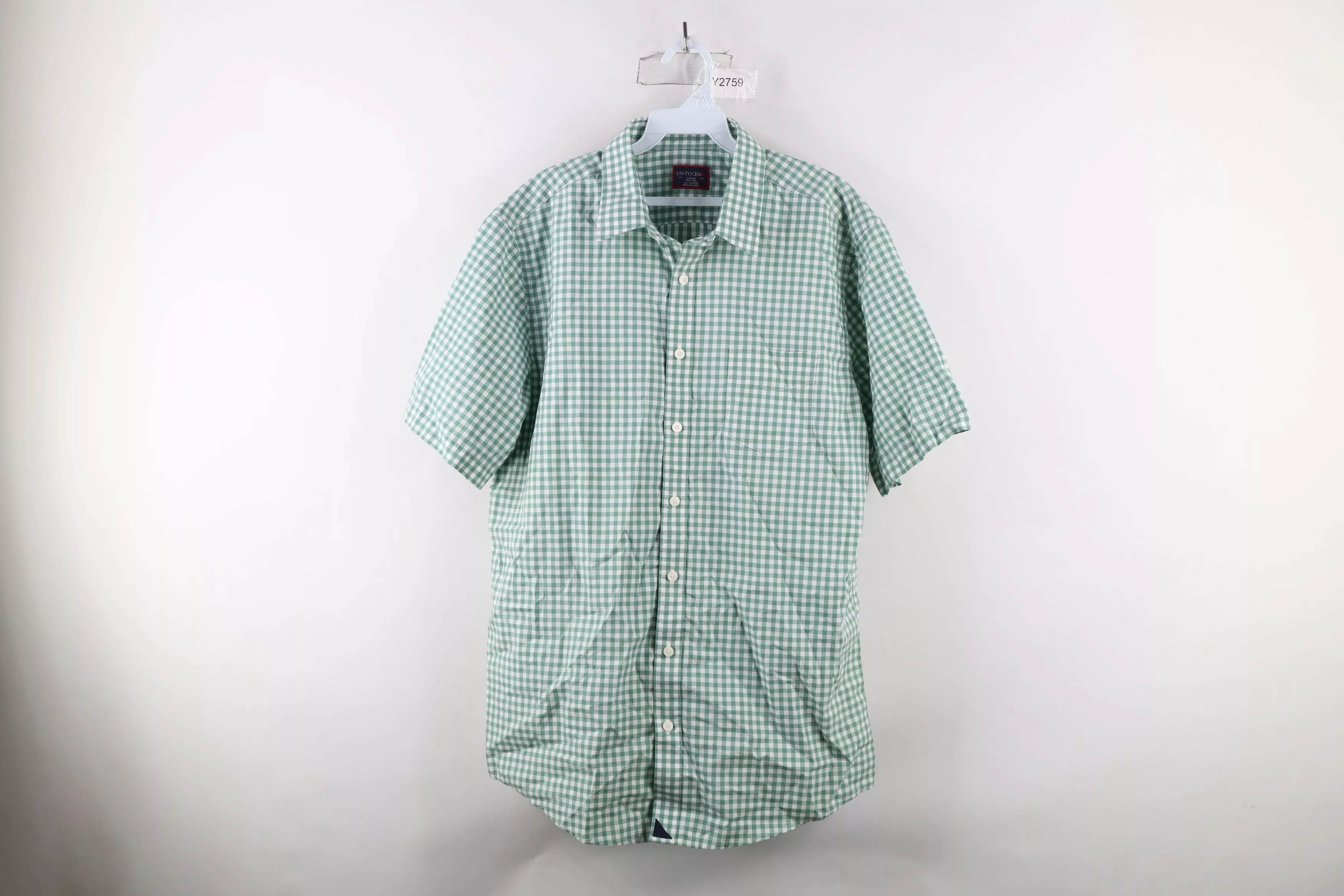 UNTUCKit Shirts Button Ups UNTUCKit × Vintage Untuckit Fit Short Sleeve Collared Button Shirt Green Plaid Multi