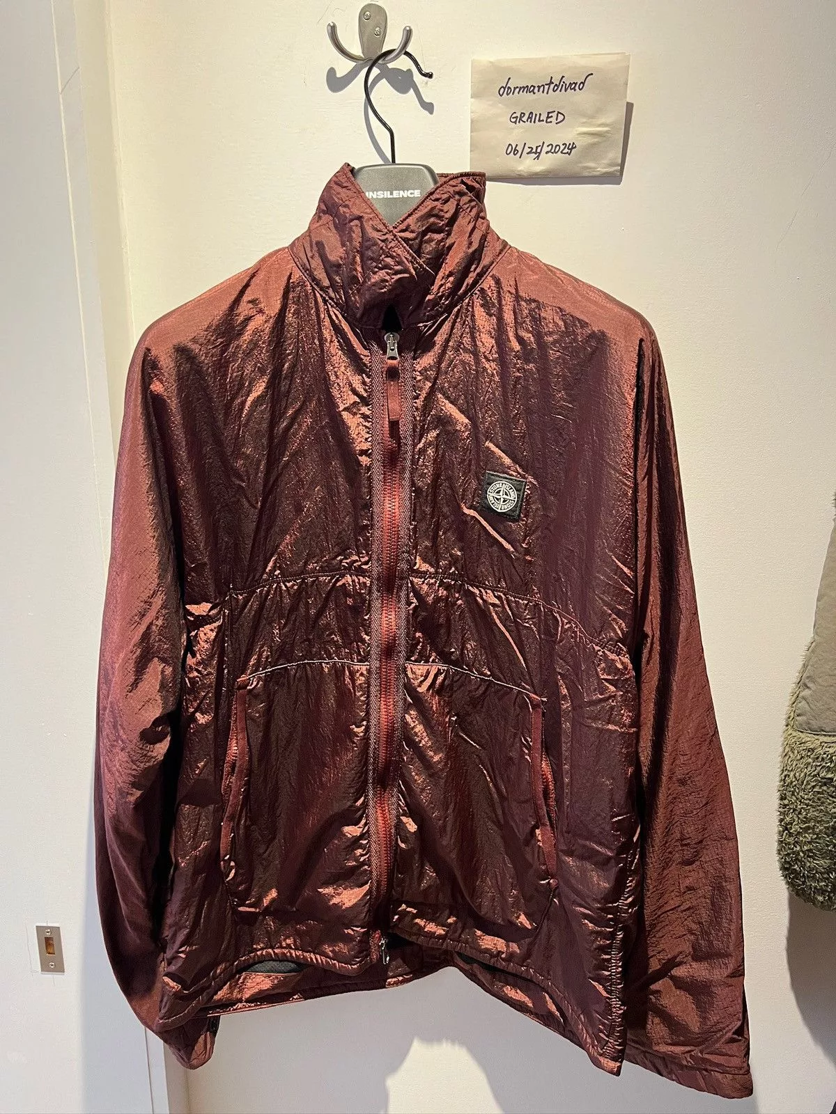 Stone Island Light Jackets Stone Island Nylon Metal Zip Jacket Maroon/Burgundy Brown