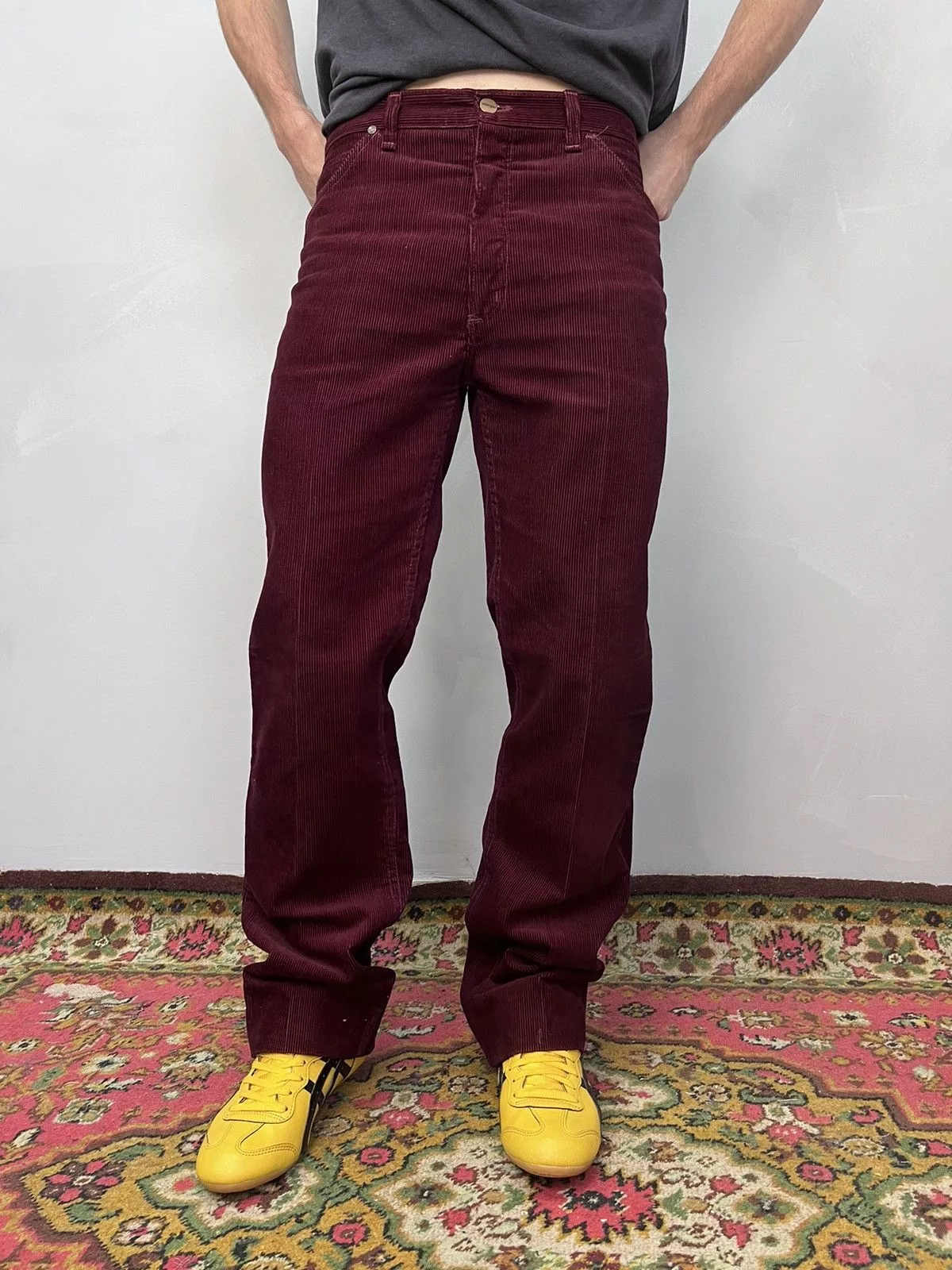 Wrangler Casual Pants VINTAGE RARE 90s Velvet Corduroy Wrangler pants Eclair Zip Red