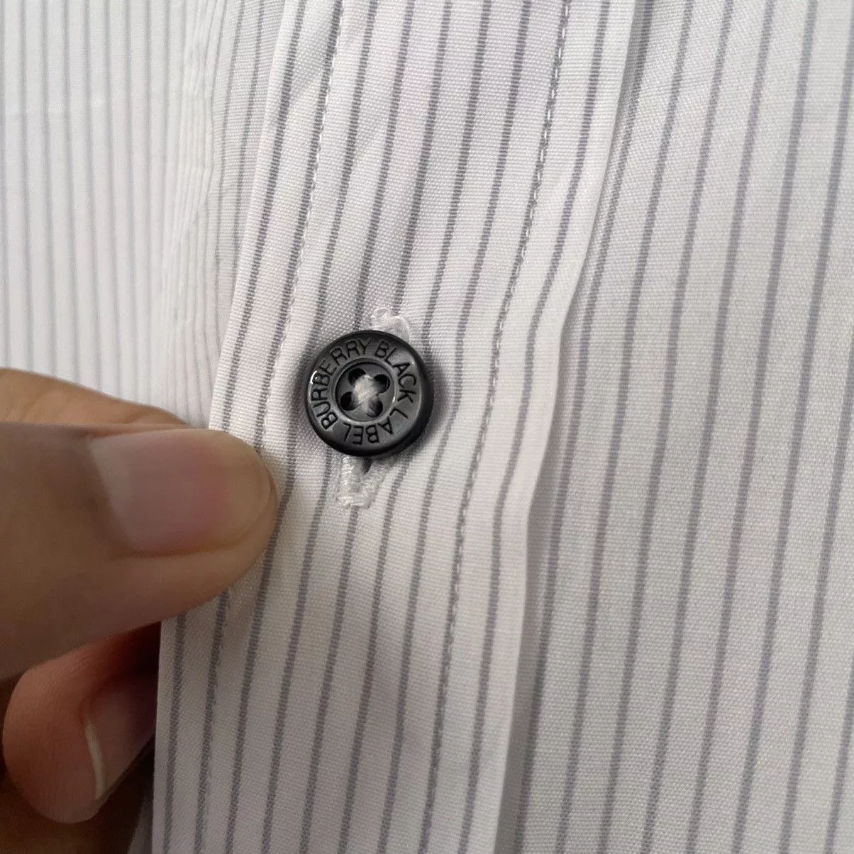 Burberry Shirts Button Ups Burberry Black Label Stripes Button Ups Shirt White