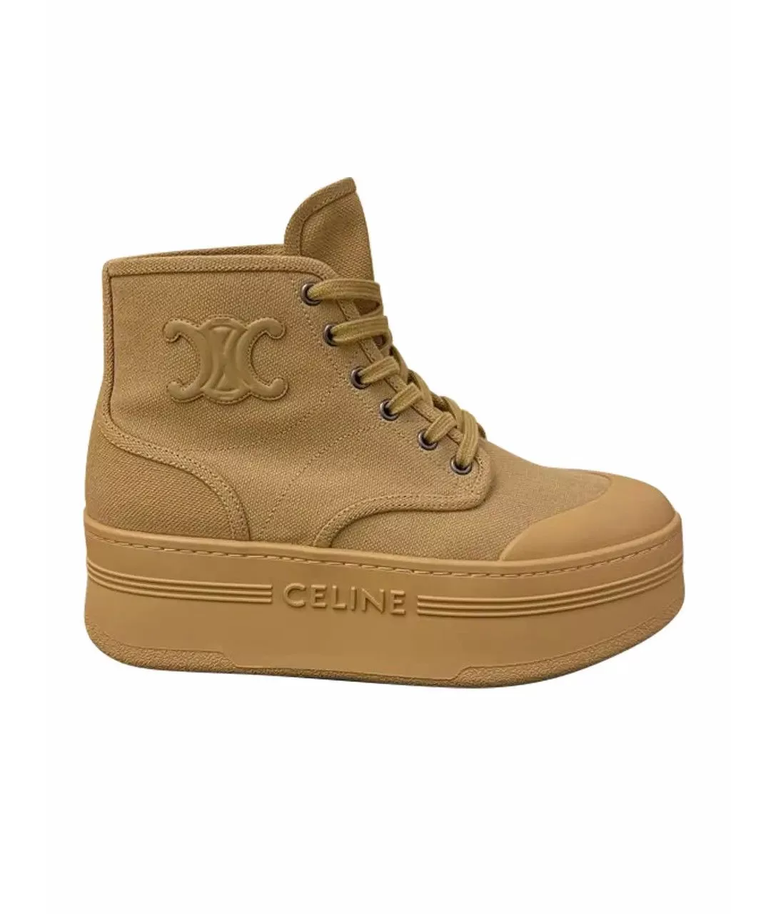 Celine Hi Top Sneakers Celine o1bcso1str0724 Wedge Lace Up Boot in Sand Beige