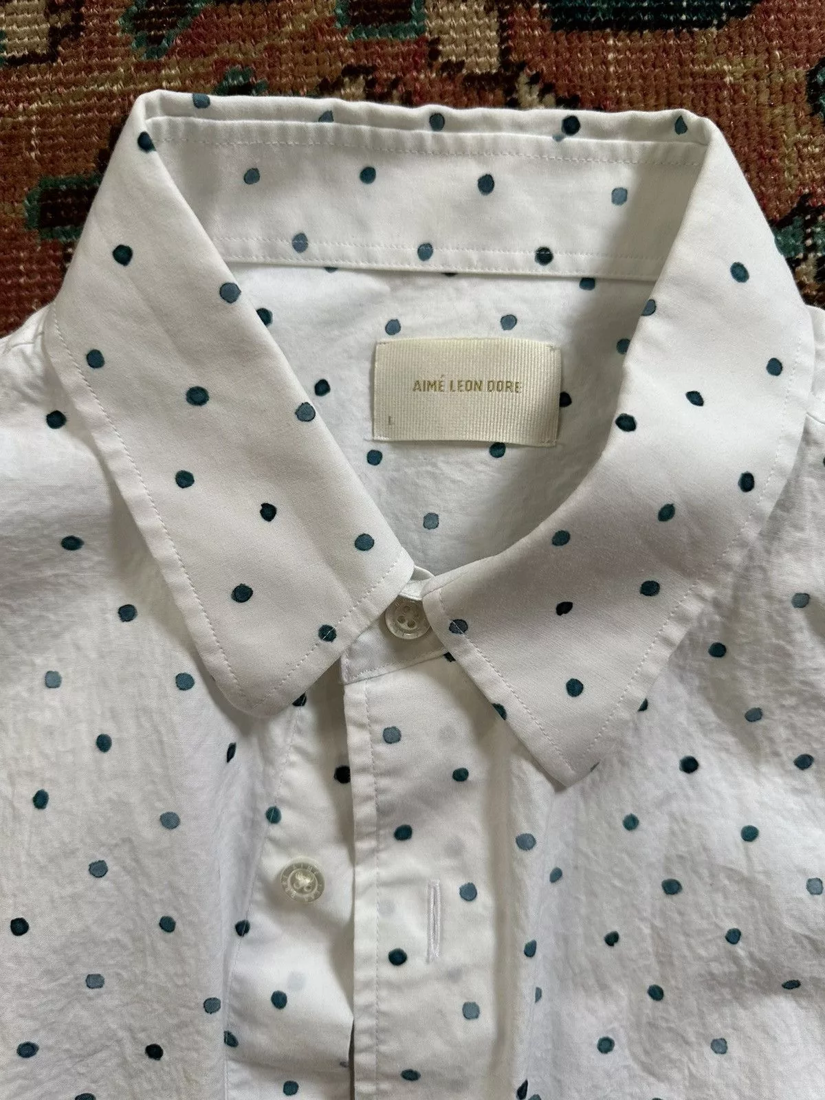 Aime Leon Dore Shirts Button Ups Aime Leon Dore Watercolor Dot Shirt White