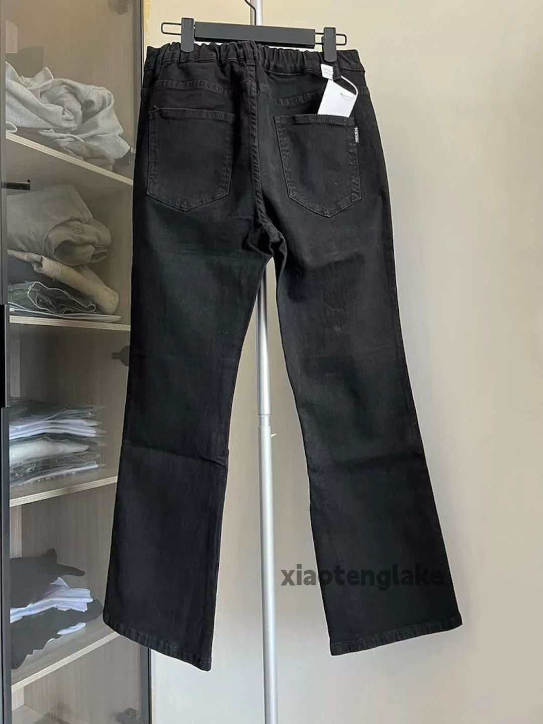 Designer Denim Designer × Jean × Vintage utility retro patchwork bootcut flared punk yuppie jeans Black
