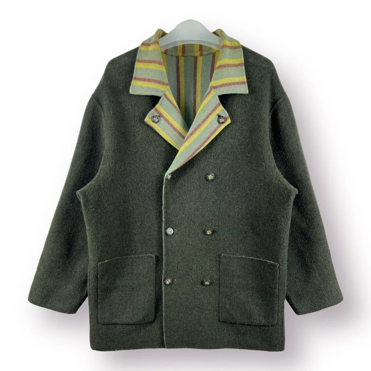 Vintage Light Jackets Vintage 🔥 DISTRESSED Double Breasted Custom made Reversible Jacket Green