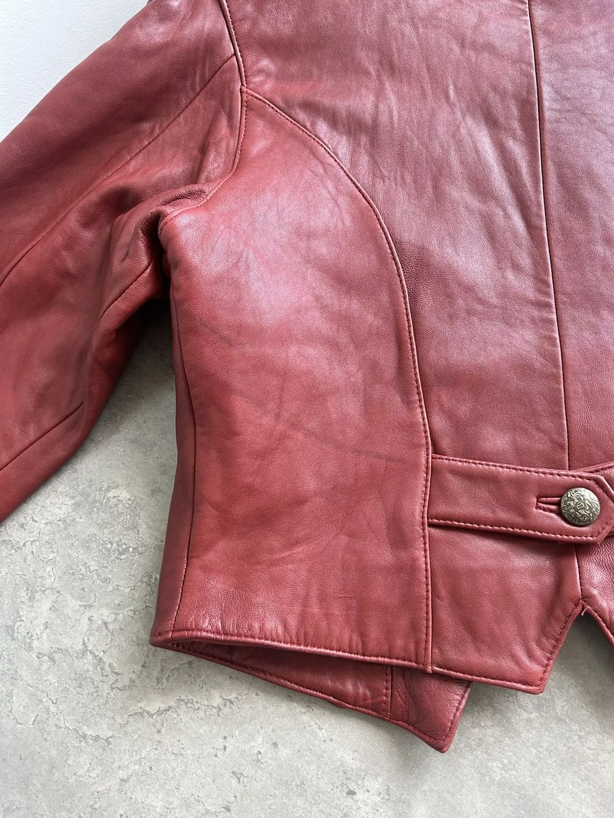 Vintage Leather Jackets RARE Gorgeous Leather Cherry Vintage Jacket with embroidery Red