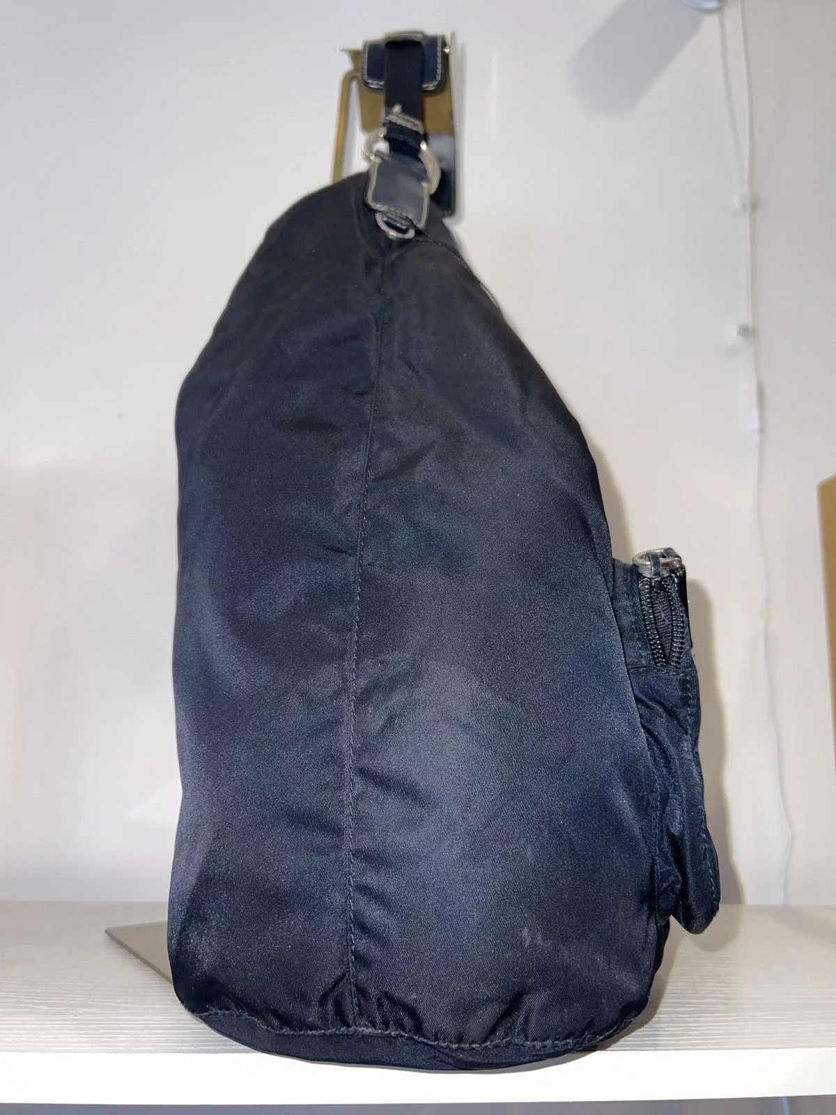 Prada Shoulder Bags PRADA Tessuto Nylon Hobo Navy Blue Shoulder Bag Handbag