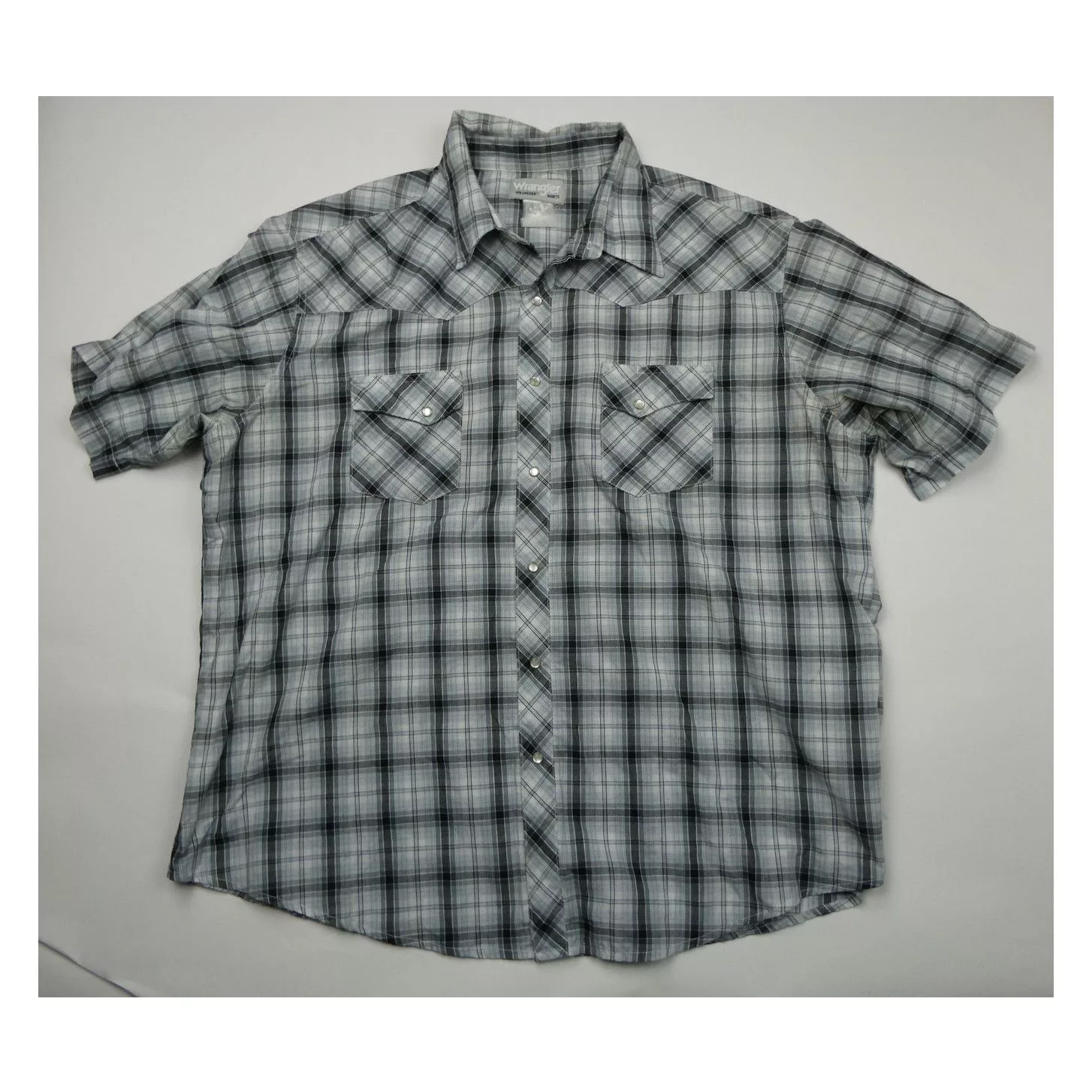 Wrangler Shirts Button Ups Wrangler Rancher pearl snap button down s/s shirt, XXL White