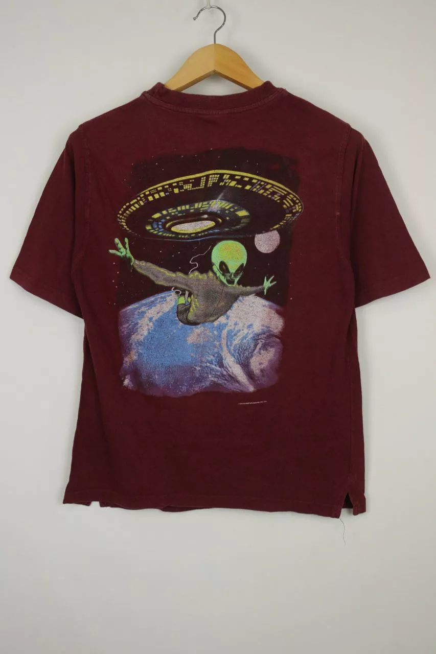 Alien Workshop Short Sleeve T Shirts Alien Workshop × Vintage Vintage Alien UFO T-Shirt 1990s Red Streetwear