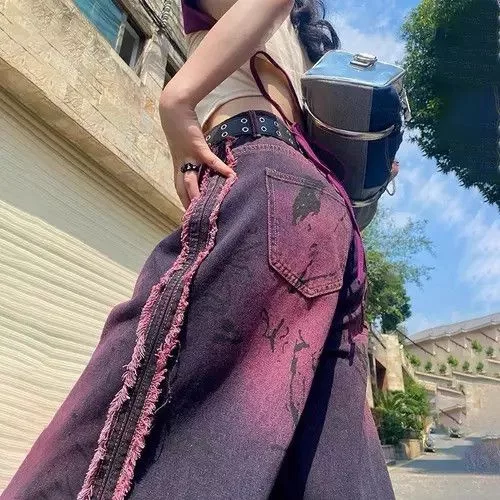 Individualized Shirts Jeans Individualized Shirts Style Vintage Purple Baggy Jeans Pink Avant-Garde