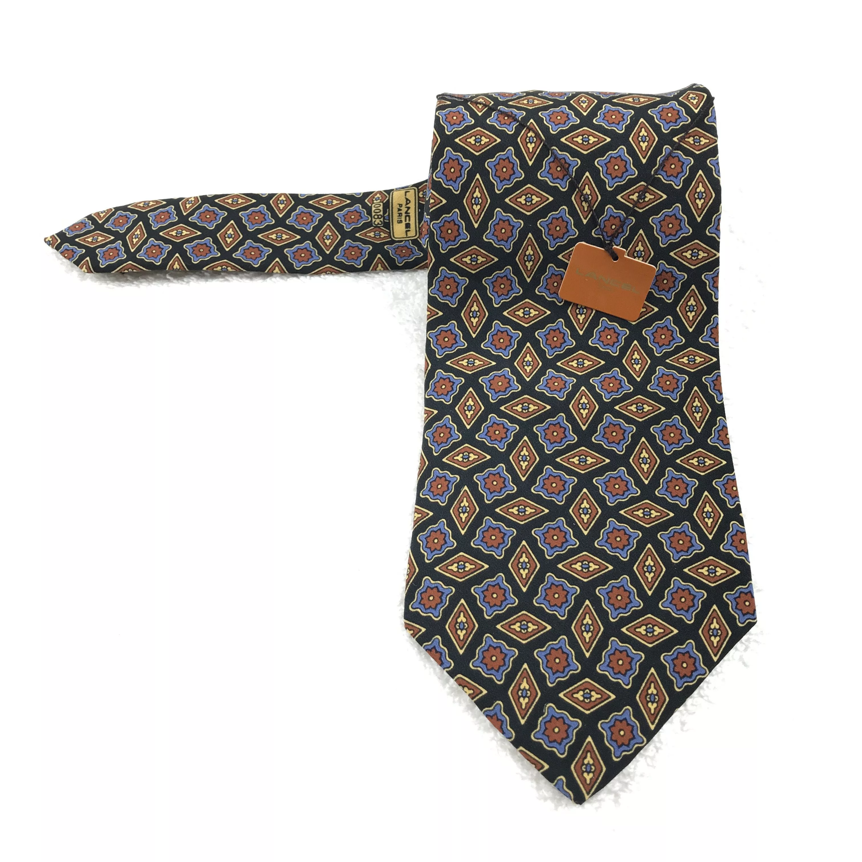 Lancel Ties Pocketsquares LC301 Vintage Lancel Necktie Pure Silk Multi