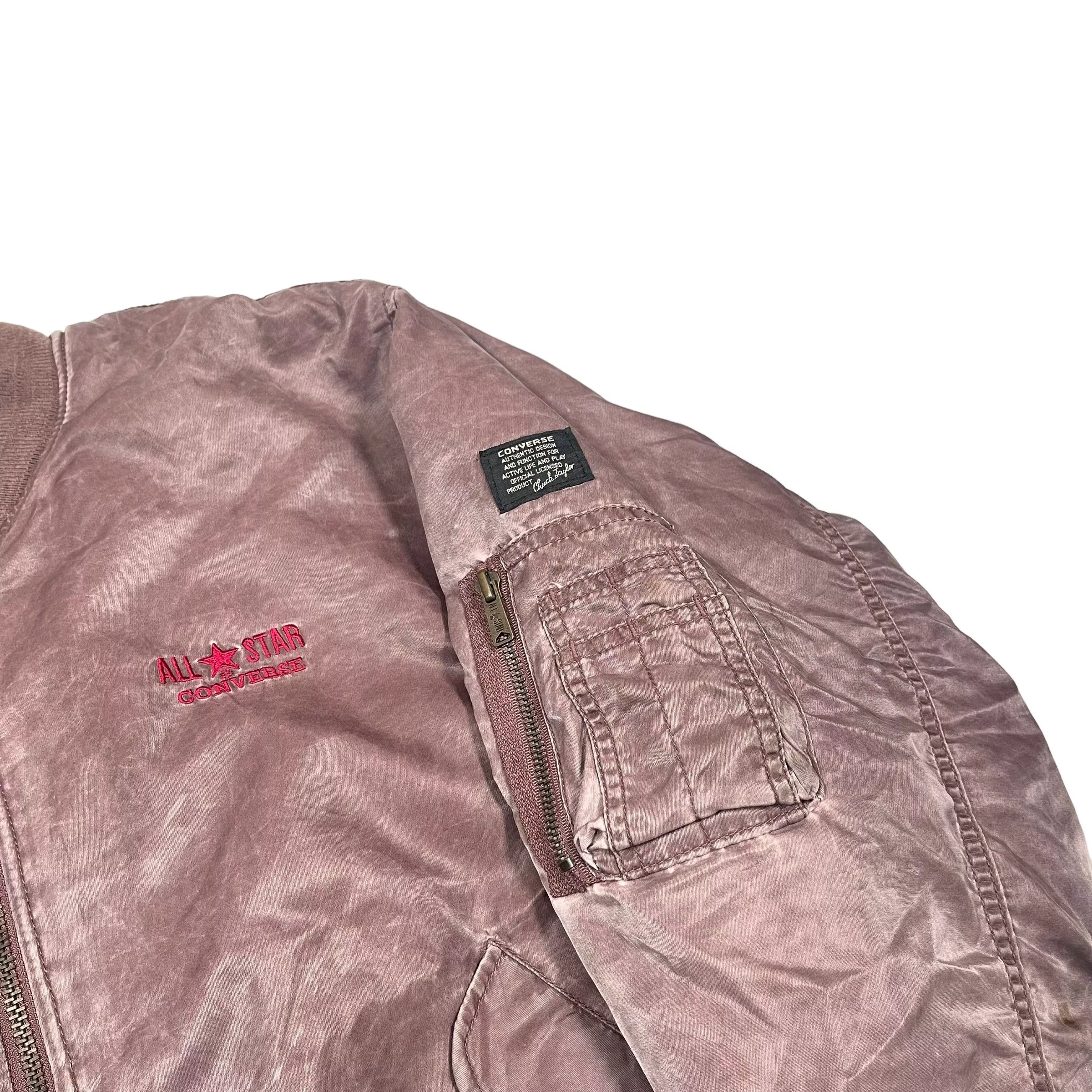 Converse Bombers Converse × Vintage Vintage 1990s Converse Nylon Washed Bomber Jacket Red