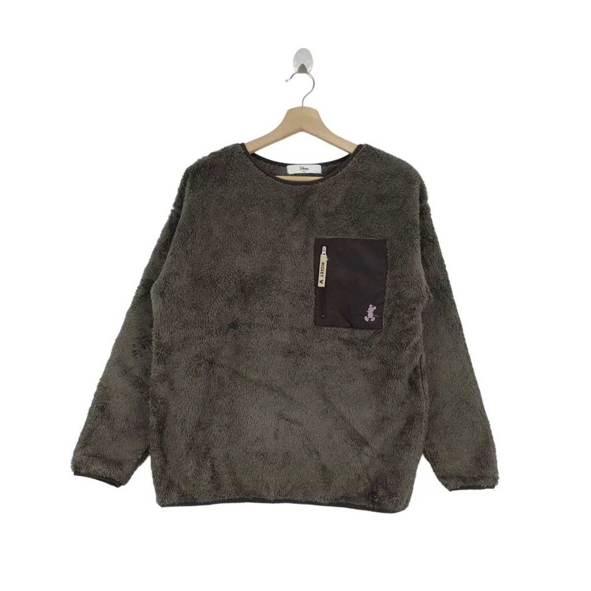 Disney Sweatshirts Hoodies Disney × Mickey Mouse Vintage Mickey Mouse Disney Fleece Sweatshirt Sherpa Cartoon Brown