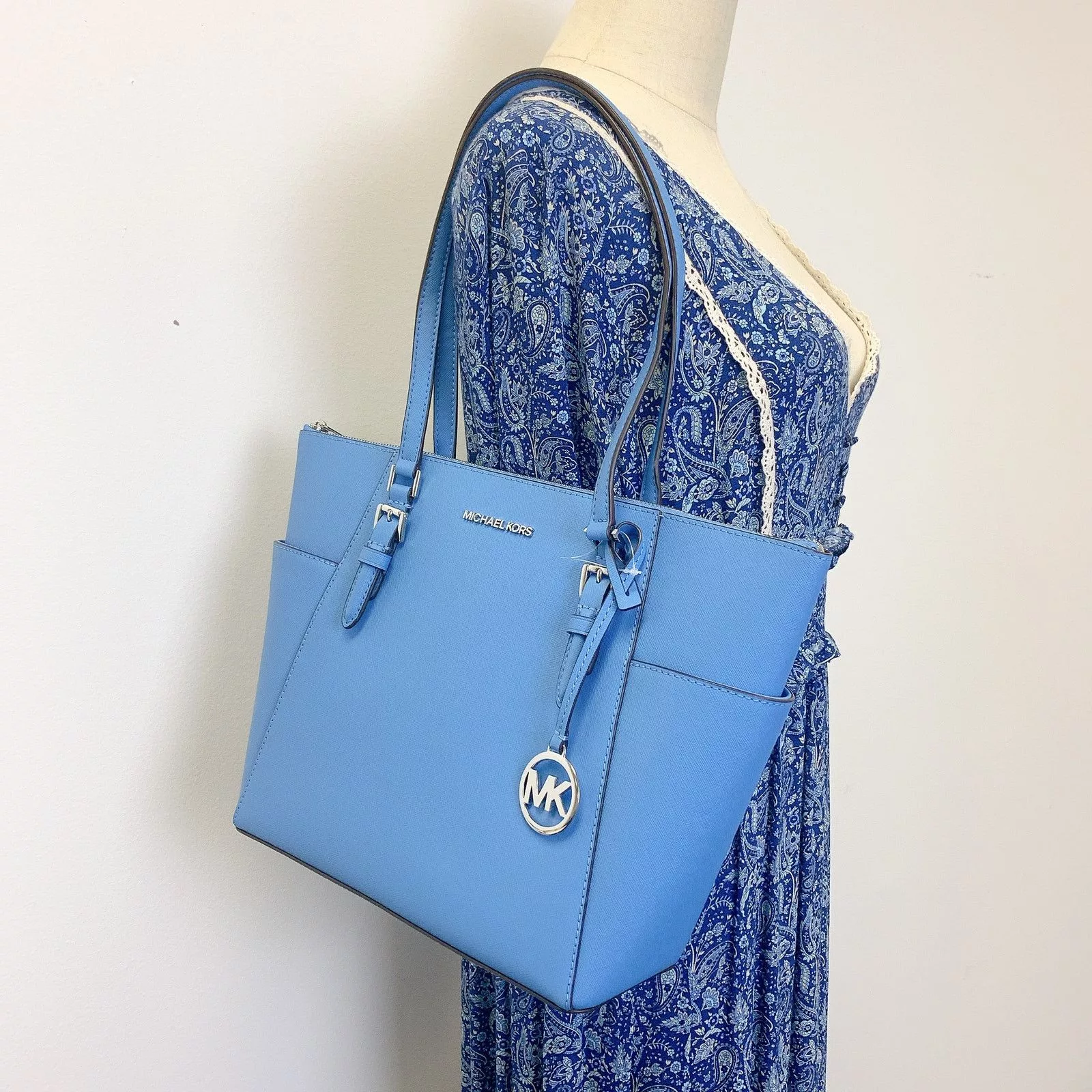 Michael Kors Crossbody Bags Michael Kors Charlotte 35F0SCF3L Large Charlotte Tote Bag Blue