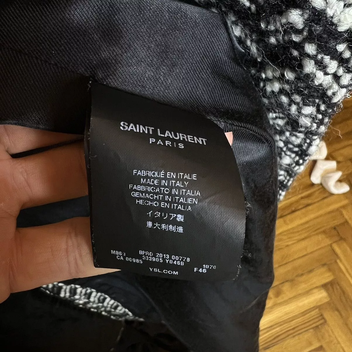 Saint Laurent Paris Coats Saint Laurent Paris Saint Laurent Black White Coat