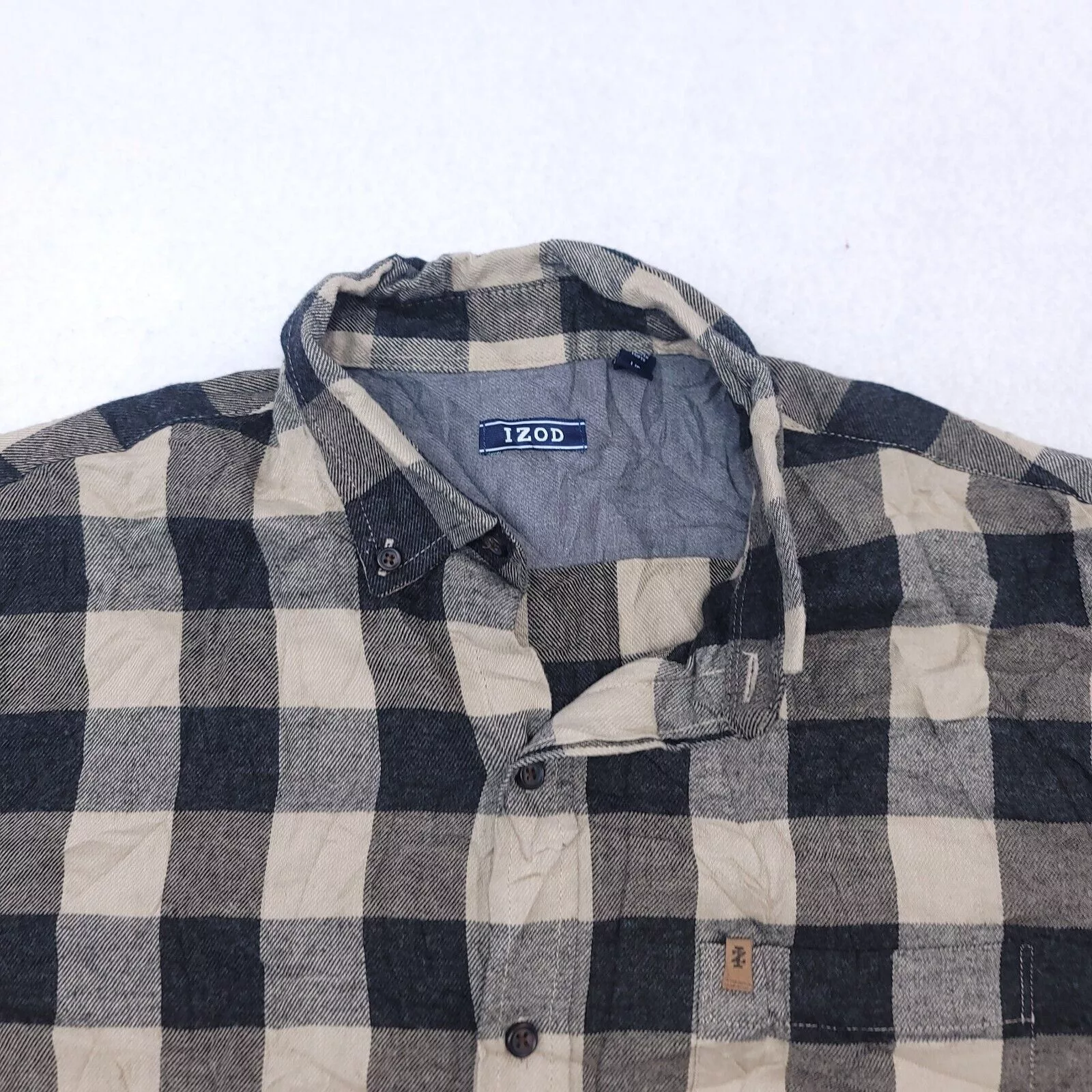 Izod Shirts Button Ups IZOD Buffalo Check Flannel Shirt Mens Size Large Brown Black