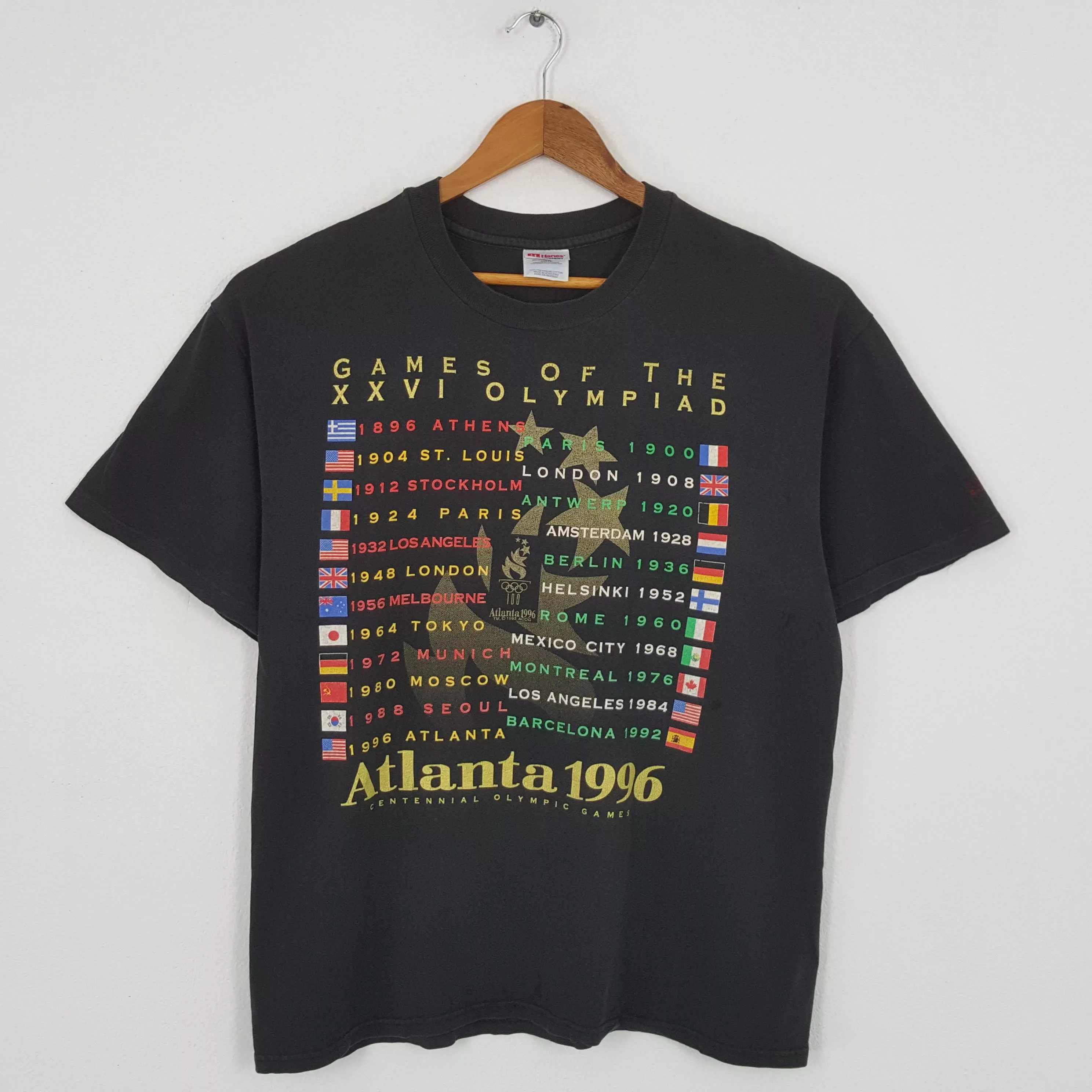 MLB Short Sleeve T Shirts MLB × USA Olympics × Vintage Vintage 90's OLYMPICS ATLANTA 1996 Promo T-Shirts Black