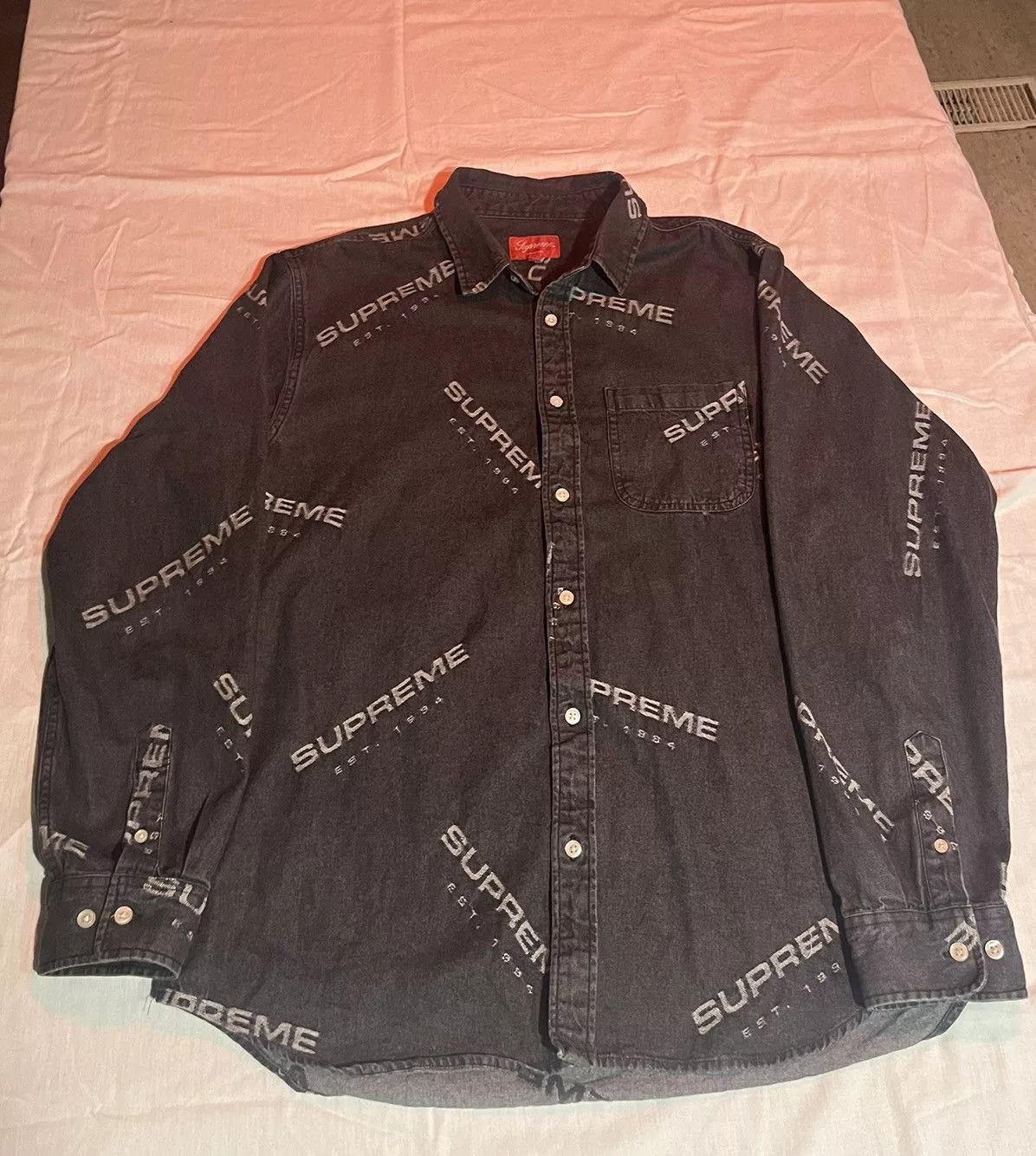 Supreme Shirts Button Ups Supreme Jacquard Denim Shirt Black