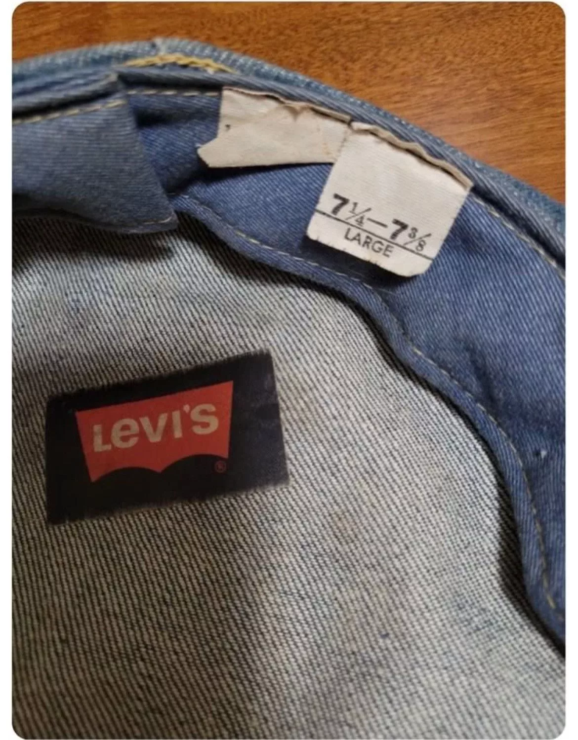 Levi's Hats Levi's × Vintage Vintage Levis Denim Hat Orange Tab Engineer Cabbie Hat USA Blue