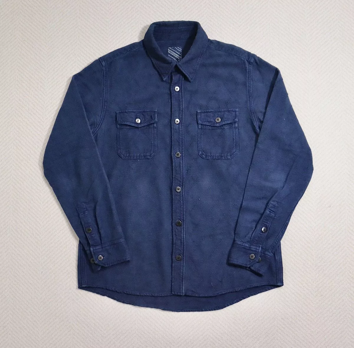 Visvim Shirts Button Ups Visvim ICT Black Elk Flannel Sashiko Blue