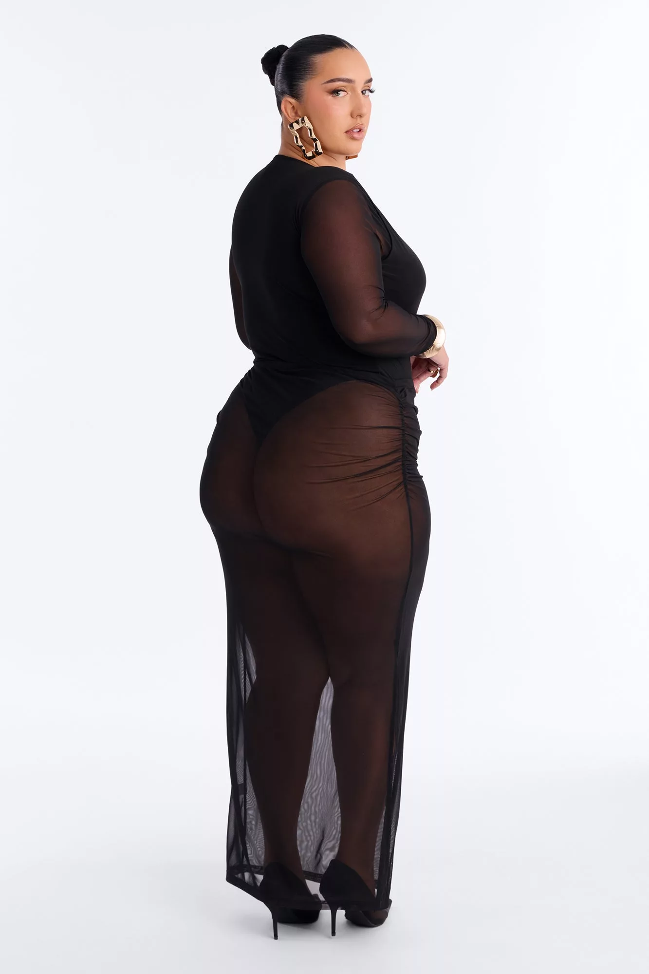 Mesh Skirt Set - Black