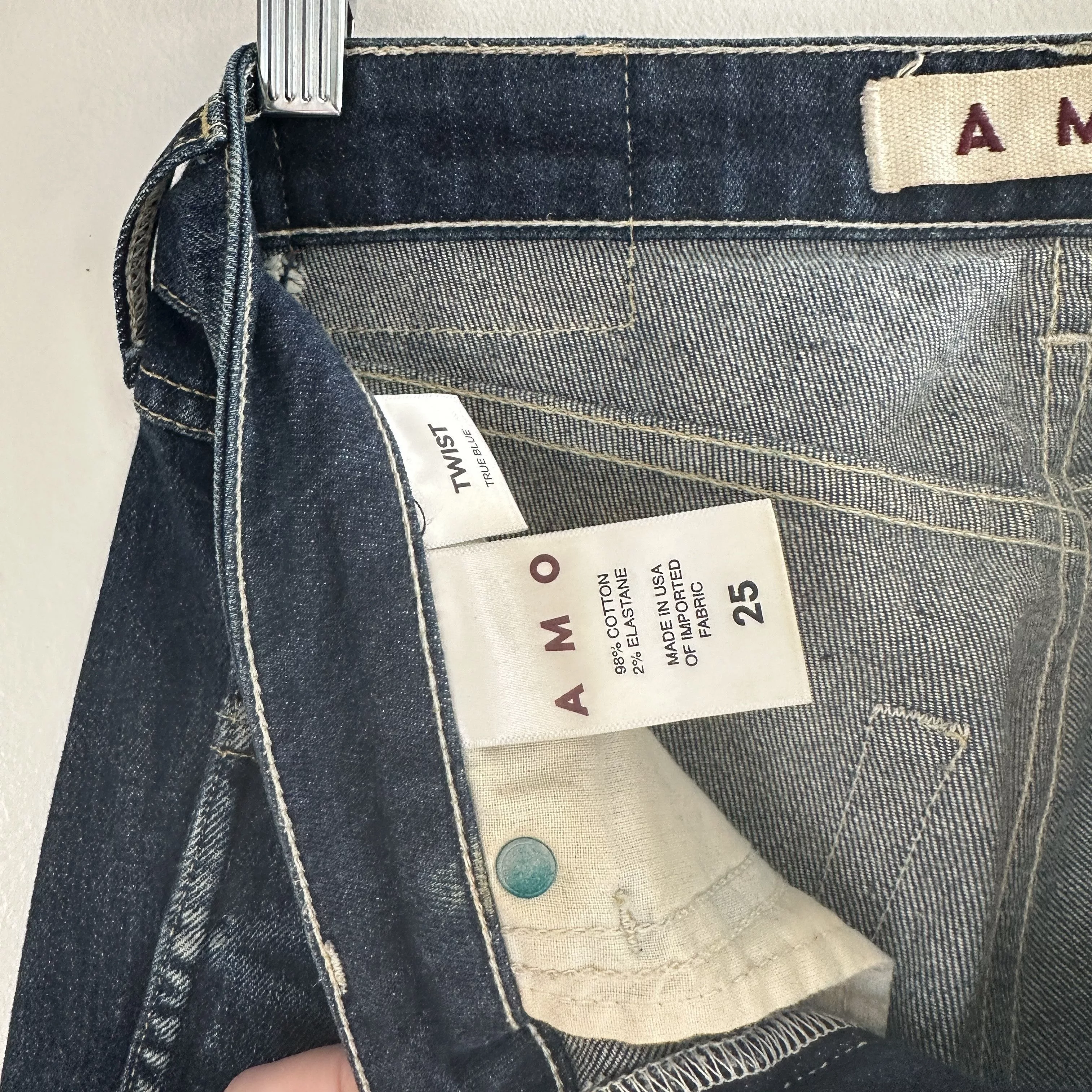 AMO Jeans Twist Mid-Rise Crop Slim, Dark Wash Blue