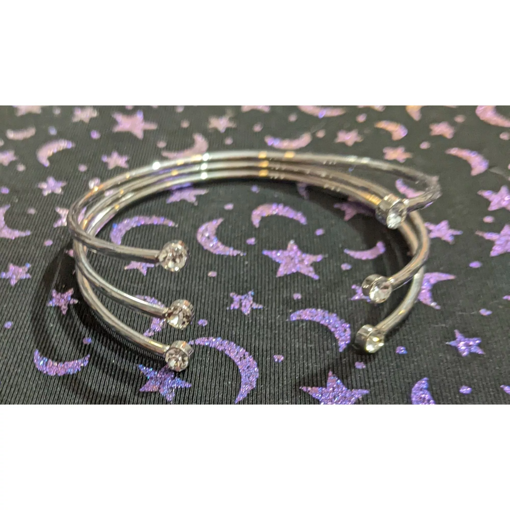 Other Bracelets Other Silver Rhinestone Open Cuff Bangle Bracelet