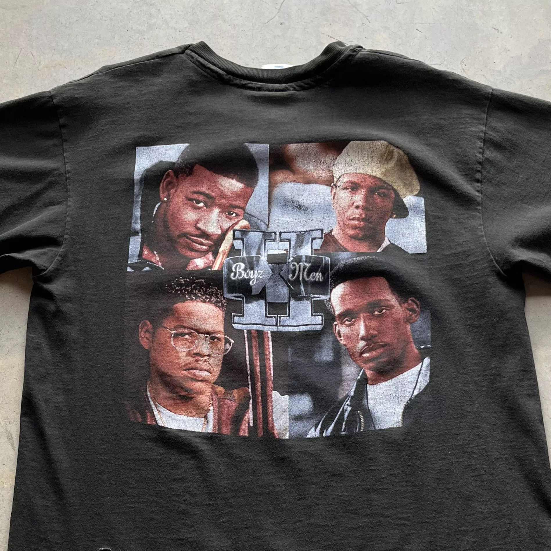 Vintage Short Sleeve T Shirts Vintage Boys Two Men Band Tee Black