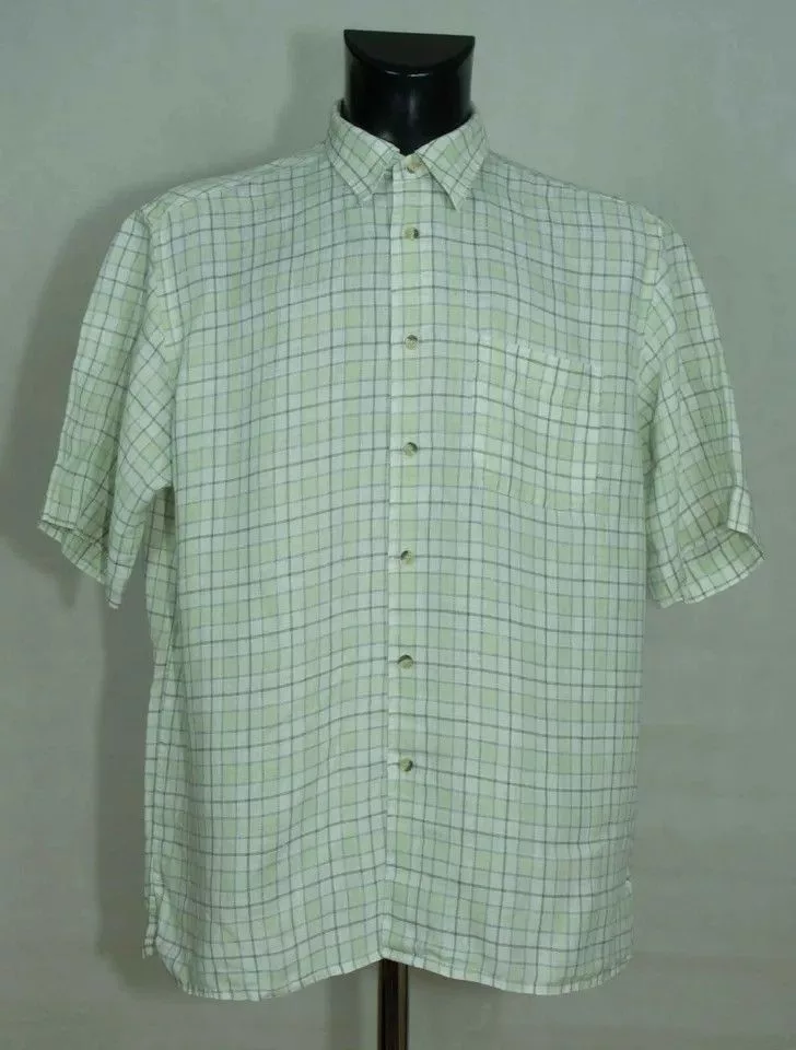 Marks & Spencer Shirts Button Ups Marks & Spencer Marks and Spencer SHIRT SHORT SLEEVE LINEN SIZE L EXCL Green