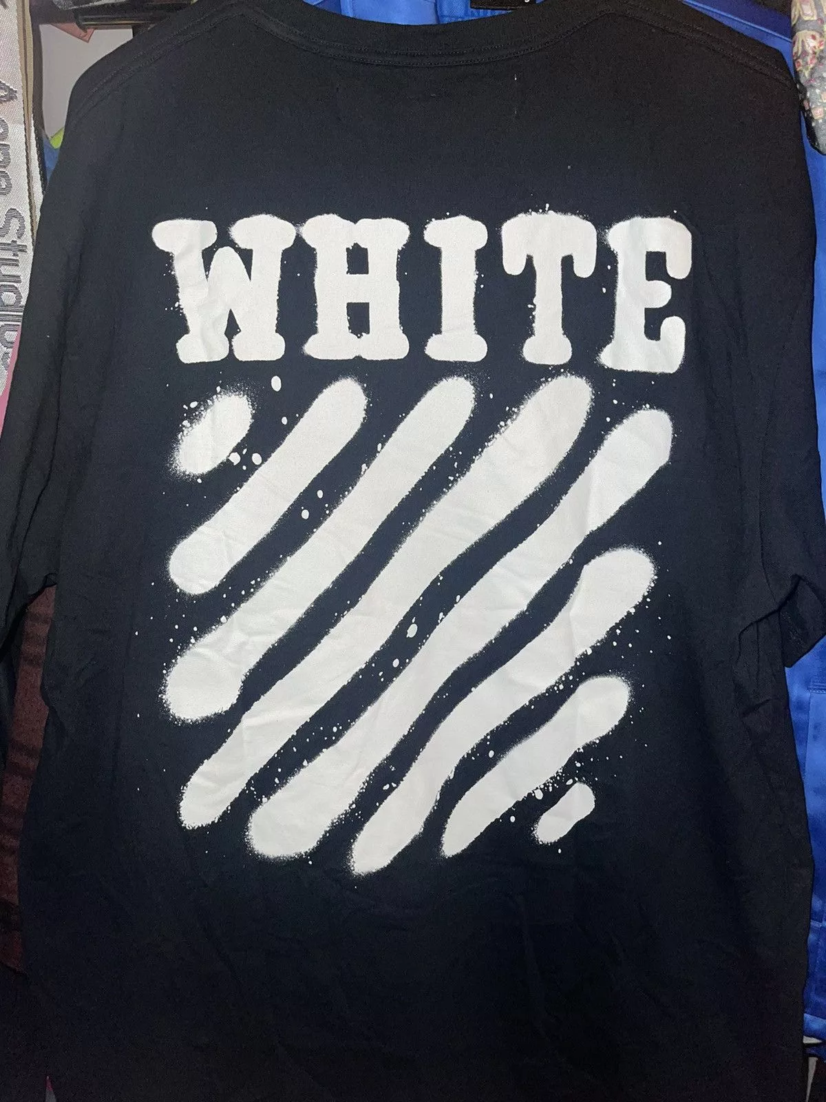 Designer Short Sleeve T Shirts Designer × Off-White × Virgil Abloh Virgil Abloh Off-White Ssense Diagonal Spray Tee Sz M Black
