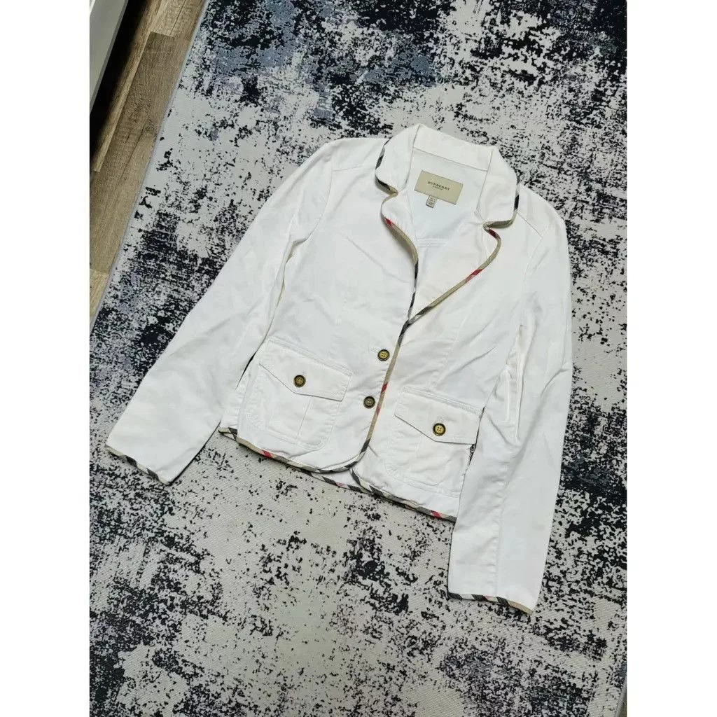 Burberry Coats Burberry Suit Jacket with pattern Size: UK 8 White