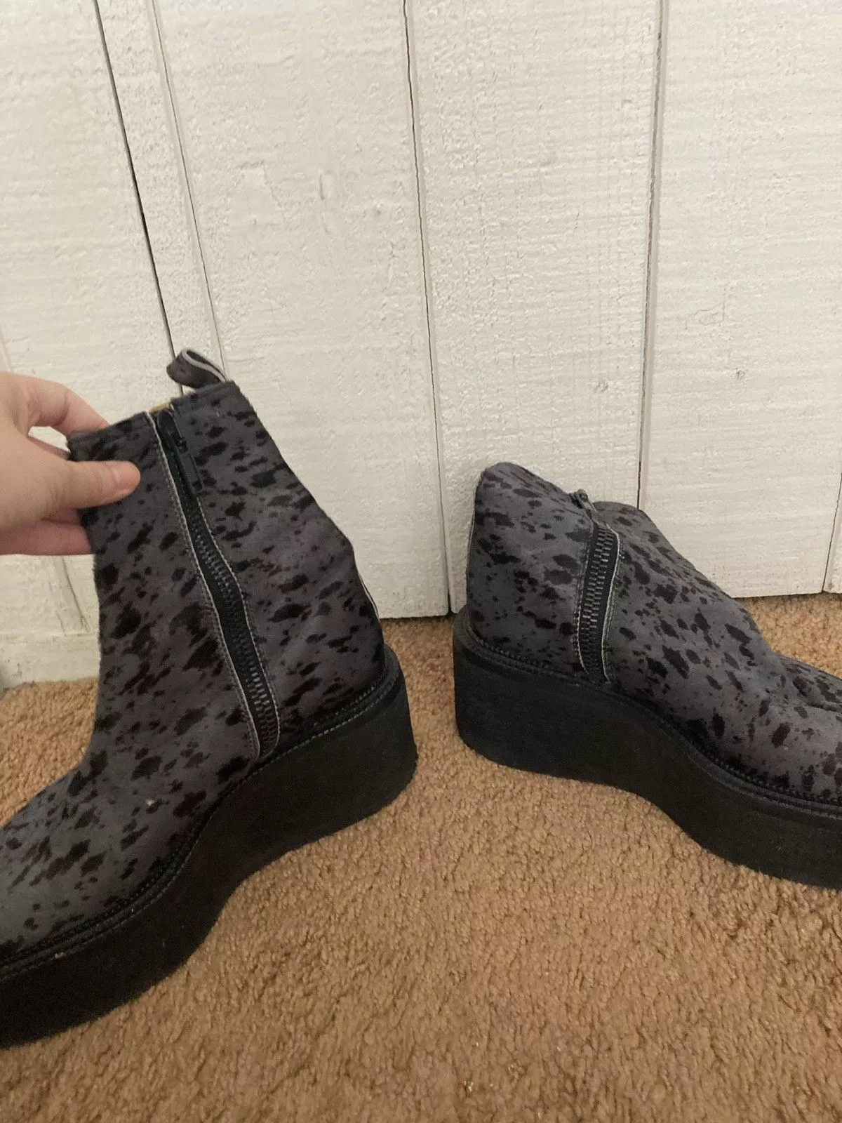 Damir Doma Boots Damir Doma Pony Hair Platform Boots Blue