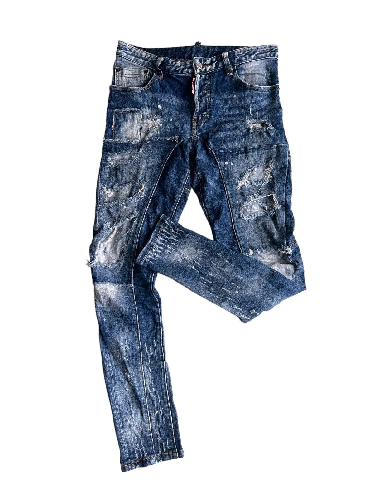 Dsquared2 Denim Dsquared2 × Purple DSQUARED2 Beautiful Patchwork Distressed Skinny Biker Jean Blue