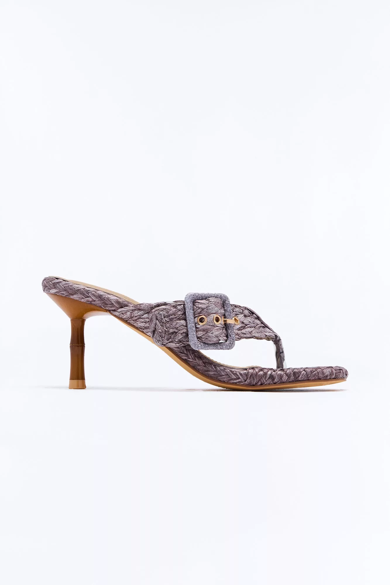 Sivir Raffia Thong Kitten Heels - Chocolate