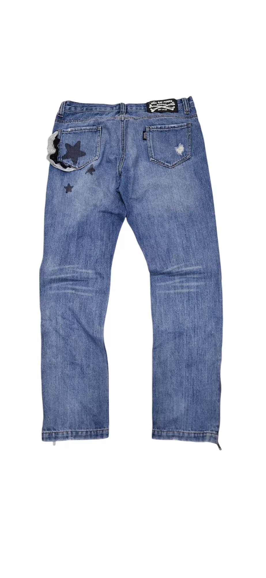 Seditionaries Jeans Hell Cats Punk Spikes Distressed Seditionaries Zipper Leg Blue Streetwear