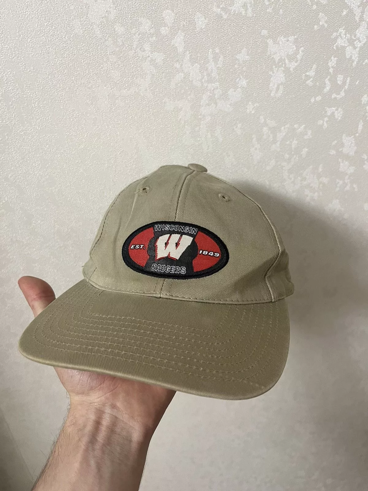 Designer Hats Designer × Vintage Wisconsin Badgers Vintage Logo Cap Beige Streetwear