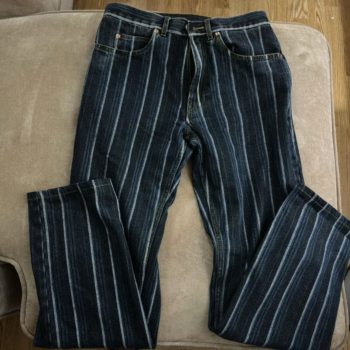 Martine Rose Denim Martine Rose Black Stripe Straight Jeans Blue