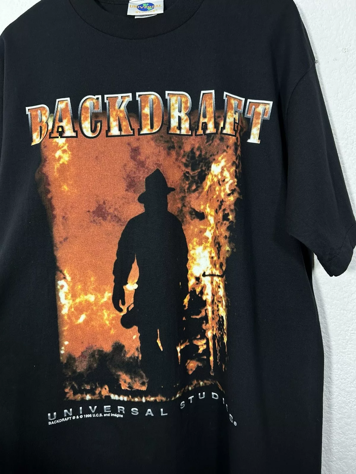 Universal Studios Short Sleeve T Shirts Universal Studios × Vintage 1996 Backdraft Universal Studios Black