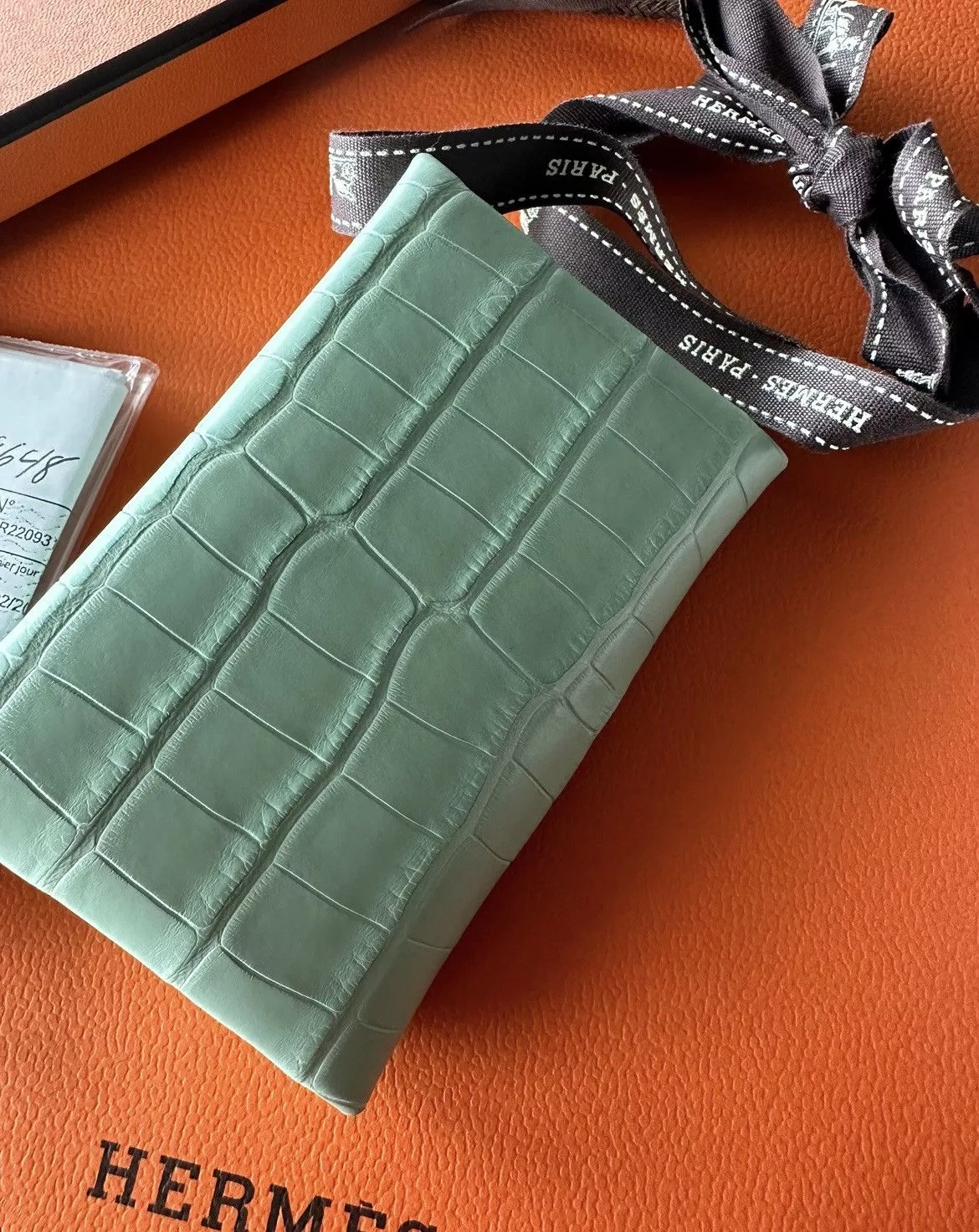 Hermes Wallets Super Rare Brand New Hermes Matte Croc 🐊 Calvi Wallet Green