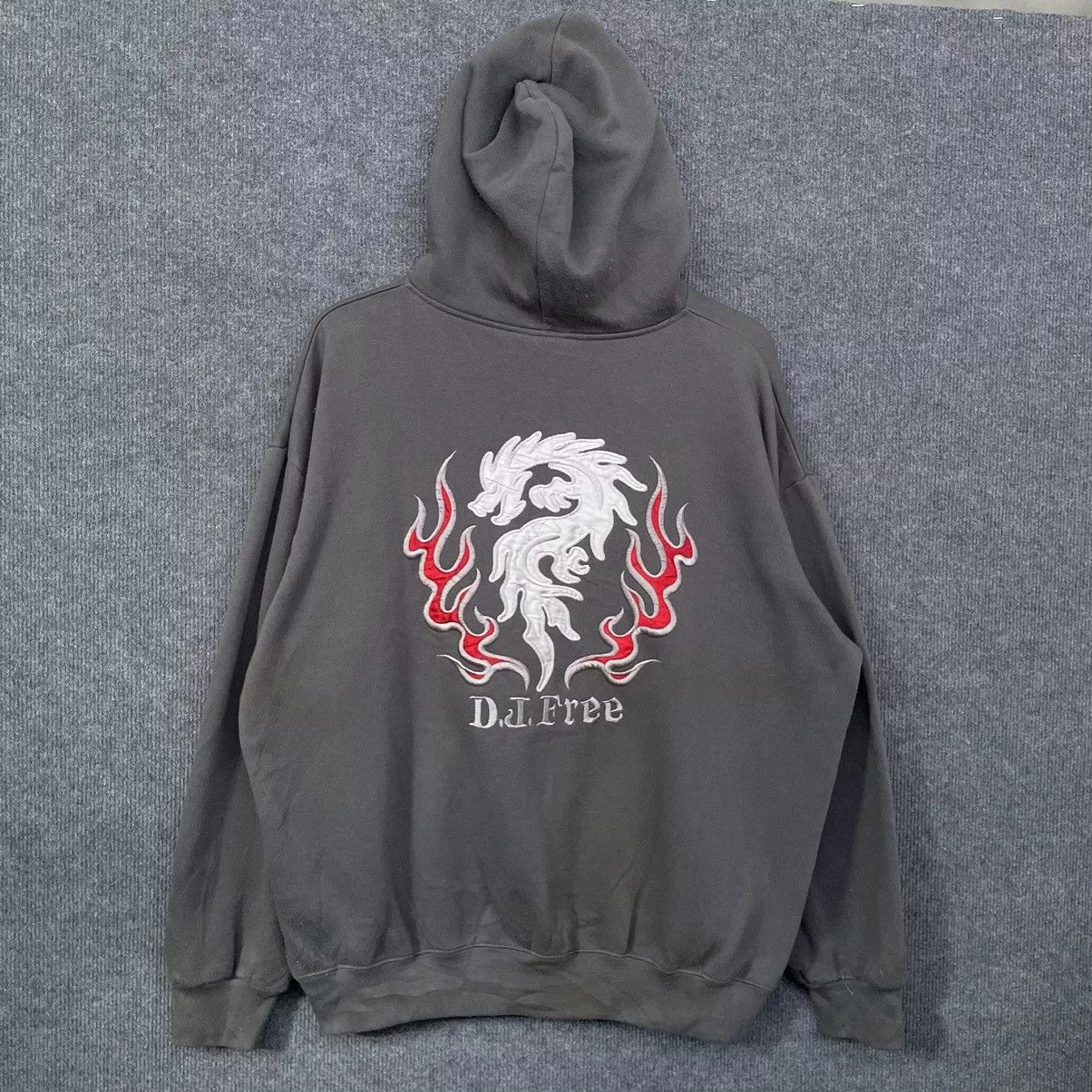 Affliction Sweatshirts Hoodies Affliction × JNCO × Southpole Y2K DJ Free Embroidery Dragon Flame Hoodie Brown