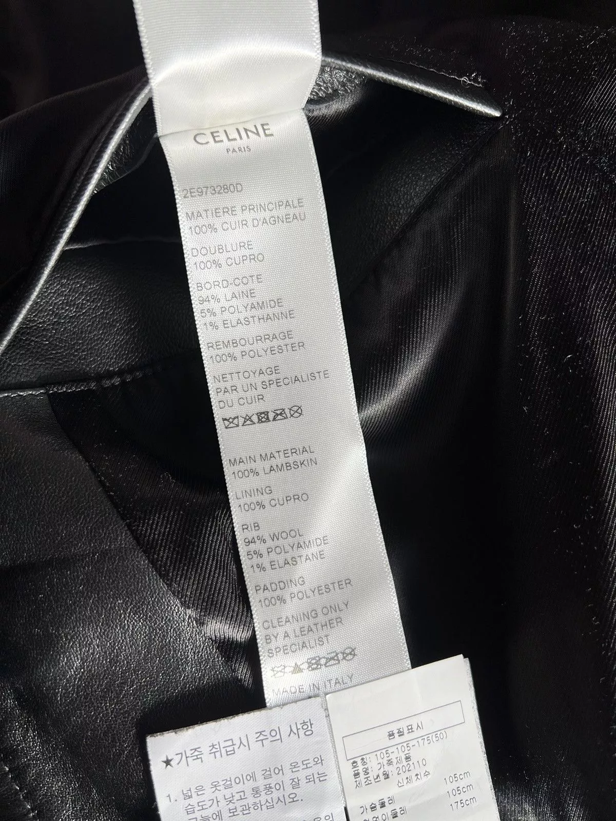 Celine Leather Jackets Celine × Hedi Slimane CELINE Oversized chains Leather Blouson Jacket Black